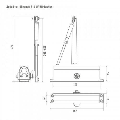 Доводчик дверной морозостойкий НОРА-М 510 URBOnization (15-60 кг) коричневый